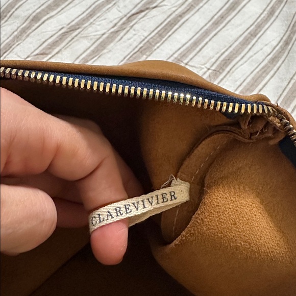 Clare Vivier Brown Suede with Navy Stripe pouch / clutch - Picture 9 of 9